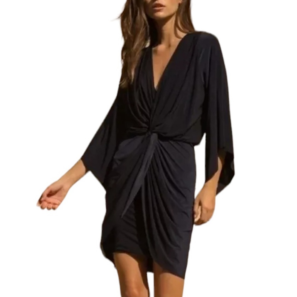 Misa Los Angeles Black Twist-Front Dress